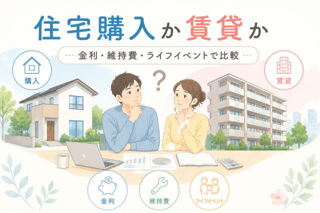 住宅ローンの繰上げ返済と投資を比較し、シミュレーションで判断するポイントを表したアイキャッチ画像