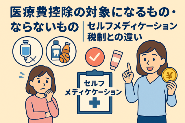 医療費控除とセルフメディケーション税制の違いをわかりやすく解説するイラスト
