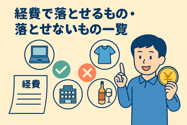 経費で落とせるもの・落とせないものをわかりやすく分類した親しみやすいイラスト