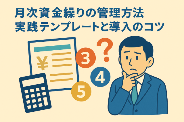 月次資金繰りの管理方法とテンプレート活用のコツをわかりやすく表現した親しみやすいイラスト