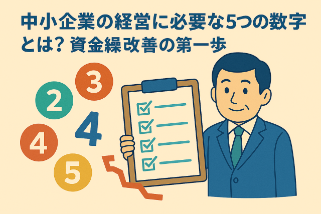 中小企業の経営に必要な5つの数字と資金繰り改善の第一歩をわかりやすく表現した親しみやすいイラスト